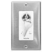 

Lowell Manufacturing KL100 100W 3dB 70V/25V Mono Attenuator with Decorator Style 1-Gang Wall Plate and Keylock, Stainless Steel/White