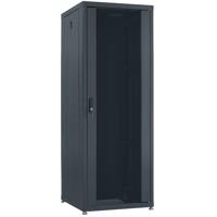 

Lowell Manufacturing LDR-2724 27U Designer Rack with Glass Front & Rear Doors, 24" Depth, 750 Lbs Capacity, Charcoal Gray