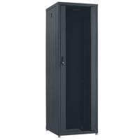 

Lowell Manufacturing LDR-3524 35U Designer Rack with Glass Front & Rear Doors, 24" Depth, 980 Lbs Capacity, Charcoal Gray