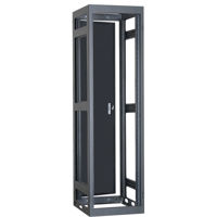 

Lowell Manufacturing LGNR 40U 27" Depth Open Frame Narrow Gangable Rack with Rear Door and 4x Adjustable Rails for Multi Bay Cable Routing, Black