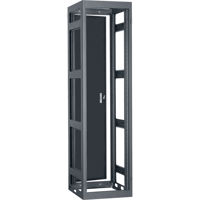 

Lowell Manufacturing LGNR 44U 32" Depth Open Frame Narrow Gangable Rack with Rear Door and 4x Adjustable Rails for Multi Bay Cable Routing, Black
