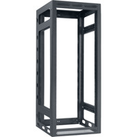 

Lowell Manufacturing LGR 24U 27" Depth Open Frame Gangable Rack without Rear Door and 4x Adjustable Rails for Multi Bay Cable Routing, Black