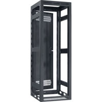

Lowell Manufacturing LGR 35U 27" Depth Open Frame Gangable Rack with Rear Door and 4x Adjustable Rails for Multi Bay Cable Routing, Black