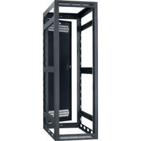 

Lowell Manufacturing LGR 35U 32" Depth Open Frame Gangable Rack with Rear Door and 4x Adjustable Rails for Multi Bay Cable Routing, Black