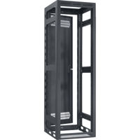 

Lowell Manufacturing LGR 40U 22" Depth Open Frame Gangable Rack with Rear Door and 2x Adjustable Rails for Multi Bay Cable Routing, Black