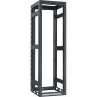

Lowell Manufacturing LGR 40U 27" Depth Open Frame Gangable Rack without Rear Door and 4x Adjustable Rails for Multi Bay Cable Routing, Black