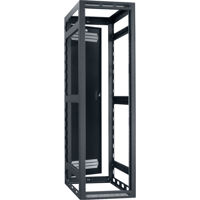 

Lowell Manufacturing LGR 40U 32" Depth Open Frame Gangable Rack with Rear Door and 4x Adjustable Rails for Multi Bay Cable Routing, Black