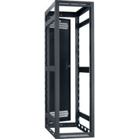 

Lowell Manufacturing LGR 40U 36" Depth Open Frame Gangable Rack with Rear Door and 4x Adjustable Rails for Multi Bay Cable Routing, Black