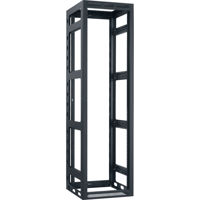 

Lowell Manufacturing LGR 44U 27" Depth Open Frame Gangable Rack without Rear Door and 4x Adjustable Rails for Multi Bay Cable Routing, Black