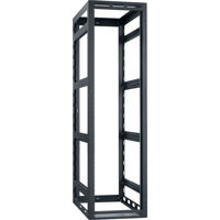 

Lowell Manufacturing LGR 44U 32" Depth Open Frame Gangable Rack without Rear Door and 4x Adjustable Rails for Multi Bay Cable Routing, Black