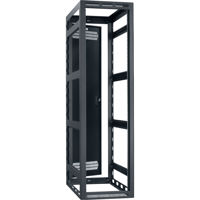 

Lowell Manufacturing LGR 44U 42" Depth Open Frame Gangable Rack with Rear Door and 4x Adjustable Rails for Multi Bay Cable Routing, Black