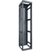 

Lowell Manufacturing LGTR 54U 32" Depth Open Frame Gangable Tall Rack with Rear Door and 4x Adjustable Rails for Multi-Bay Cable Routing, Black