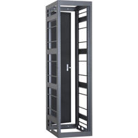 

Lowell Manufacturing LGVR 44U 36" Depth Open Frame Gangable Video Rack with Rear Door and 4x Adjustable Rails for Multi-Bay Cable Routing, Black