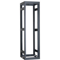 

Lowell Manufacturing LGNR 40U 36" Depth Open Frame Narrow Gangable Rack without Rear Door and 4x Adjustable Rails for Multi Bay Cable Routing, Black