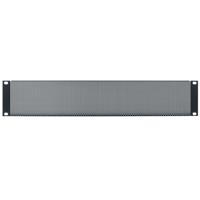 

Lowell Manufacturing SVP-2 2U 18 Gauge Steel Rackmount Panel with Staggered Hole Vent and Flange, Black