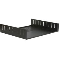 

Lowell Manufacturing USVC-215 2U Rack Utility Shelf with Vent and Clamping Brackets, 15" Depth, 50 Lbs Capacity, Black