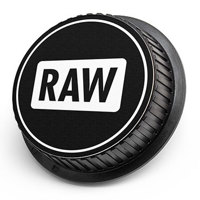 

LenzBuddy Rear Lens Cap for Nikon - with RAW Icon (Black & White)