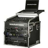 

Marathon Flight Road Case with Full Access Door and Laptop Shelf for 10U Slant Mixer Rack / 8U Vertical Rack System