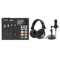 

MAONO MAONOCASTER AU-AM100 All-In-One Audio Interface Podcast Production Studio with Microphone & Headphone, Black
