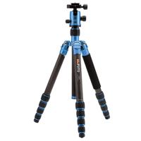 

MeFOTO GlobeTrotter Carbon Fiber Tripod Kit, 5 Sections, 64.17" Max Height, 26.45 lbs Load Capacity, Includes Double Action Ball Head, Induro PU-50 Slide-In Quick Release Plate, Carry Case with Strap, Blue