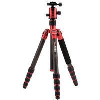 

MeFOTO GlobeTrotter Carbon Fiber Travel Tripod Kit, Includes Double Action Ball Head, Induro PU-50 Slide-In Quick Release Plate, Carry Case with Strap, Red
