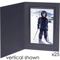 

Collectors Gallery Conventional Black Portrait Folders for Horizontal 5x7" Prints with Black Foil Window Border - (Pack of 25)