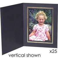 

Collectors Gallery Classic Black Portrait Folders for Horizontal 5x7" Prints with Gold Foil Window Border - (Pack of 25)