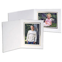 

Collectors Gallery Classic White Portrait Folders for Horizontal 8x10" Prints with Gold Foil Window Border - (Pack of 25)