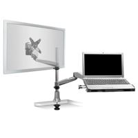 

Mount-It! MI-75911 Single Monitor Dual Arm Articulating Desk Mount and Laptop Tray with Grommet Base