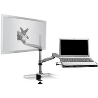 

Mount-It! MI-75916 Single Monitor Dual Arm Articulating Desk Mount and Laptop Tray with Clamp Base