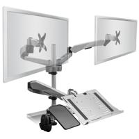 

Mount-It! MI-75921 Height Adjustable Dual Arm Articulating Computer Monitor Desk Mount & Vented Laptop Tray, Grommet Base