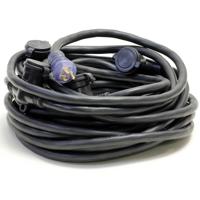 

Milspec 50' 12/3 STW ProCap Covered Multi-Outlet Power Distribution Cord, 600V, Outlets @ 10' Intervals, Black