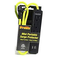 

Milspec 3 Outlet 2 USB 300J Mini Portable Surge Protector with 3' Cord, Yellow