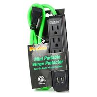 

Milspec 3 Outlet 2 USB 300J Mini Portable Surge Protector with 3' Cord, Green