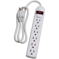 

Milspec 6 Outlet Power Strip with 3' Cord, White