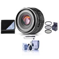 

Meike 35mm f/1.7 Lens for Micro Four Thirds, Black - Bundle with 49mm Filter Kit, Cleaning Kit, Lens Wrap, Capleash II