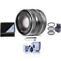 

Meike 50mm f/2.0 Lens for Micro-Four Thirds (M4/3) Black - Bundle with 49mm Filter Kit, Cleaning Kit, Lens Wrap, Capleash II