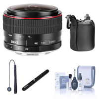 

Meike 6.5mm f/2.0 Lens for Micro-Four Thirds (M4/3), Black - Bundle With Lens Case, Capleash II, Lens Cleaner, Cleaning Kit