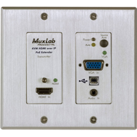 

Muxlab UHD-4K HDMI/VGA/USB Over IP PoE Wall Plate Transmitter, White