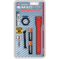 

MagLite M2A03C Mini Mag Combo Pack with Camo Incandescent Flashlight, AA Batteries, 14 Lumens, Wrist Lanyard, Pocket Clip, Red