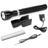 

MagLite Mag Charger 643 Lumen LED Rechargeable Flashlight System #6, Includes 5-Cell NiMH Battery Pack, 120V AC Converter Wall Charger, Charger Cradle, 12V Straight Wire, Black