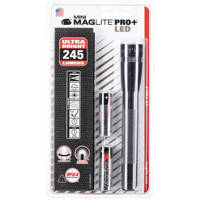 

MagLite SP-P09H Mini PRO+ LED Flashlight with 2 AA Alkaline Batteries and Holster, 245 Lumens, Gray