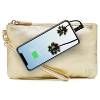 

Mighty Purse Wristlet with Built-In Phone Charger, Genuine Leather, Gold Shimmer