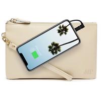 

Mighty Purse Wristlet with Built-In Phone Charger, Genuine Leather, Cream