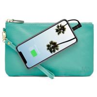 

Mighty Purse Wristlet with Built-In Phone Charger, Genuine Leather, Turquoise