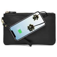 

Mighty Purse Wristlet with Built-In Phone Charger, Genuine Leather, Matte Black