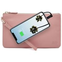 

Mighty Purse Wristlet with Built-In Phone Charger, Genuine Leather, Dusty Pink