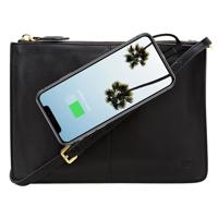 

Mighty Purse XL X-Body Bag with Built-In Phone Charger, Genuine Leather, Black