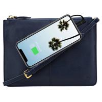 

Mighty Purse XL X-Body Bag with Built-In Phone Charger, Genuine Leather, Navy
