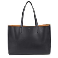 

Mighty Purse Viva Tote Bag with Built-In Phone Charger, Vegan Leather, Black/Tan